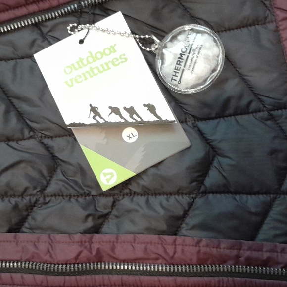 Outdoor Ventures Puffer Coat, XL, Dark Purple, Black Lining. Warm, NWT - Picture 3 of 3